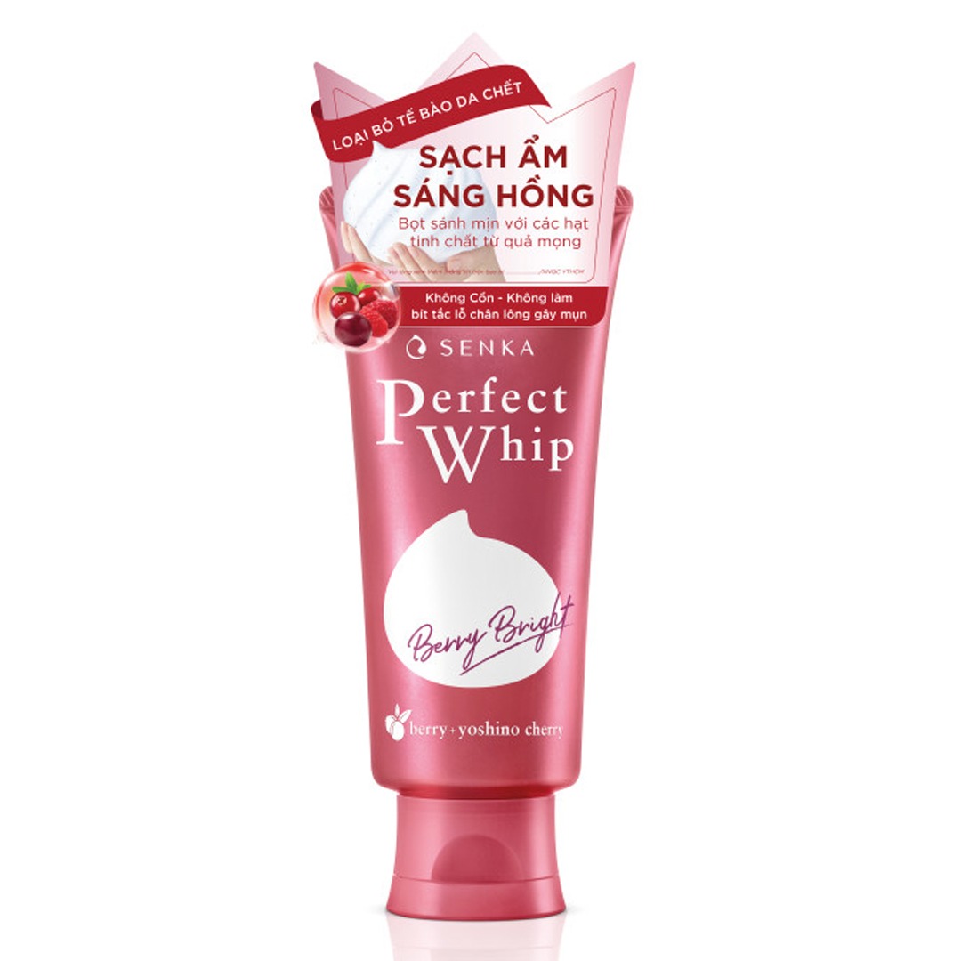 Sữa Rửa Mặt Senka Perfect Whip Berry Bright Làm Sạch Sâu & Dưỡng Sáng Hồng
