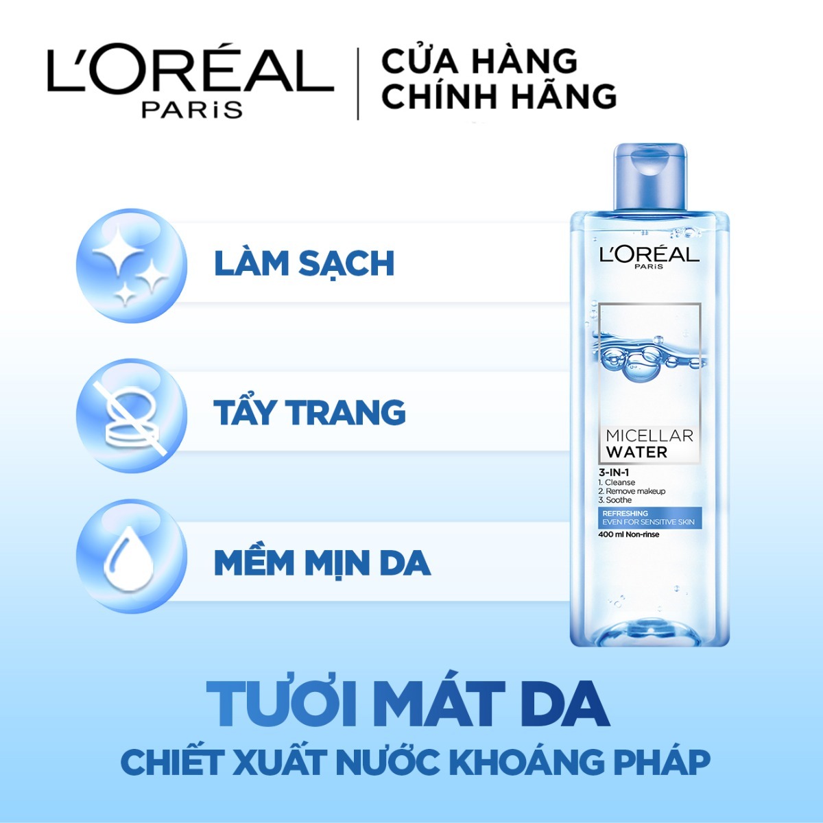L'Oreal Micellar Water 3-in-1 Refreshing Even For Sensitive Skin