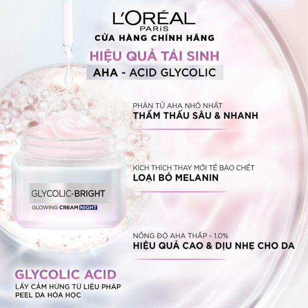 kem dưỡng L'Oreal Glycolic-Bright Glowing Cream Night